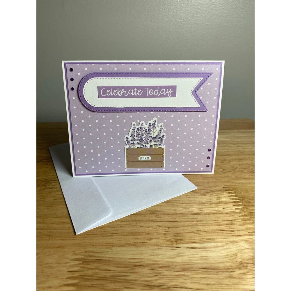 Handmade Spring Greeting Card A2 Floral Card Blank Inside w/ Envelope